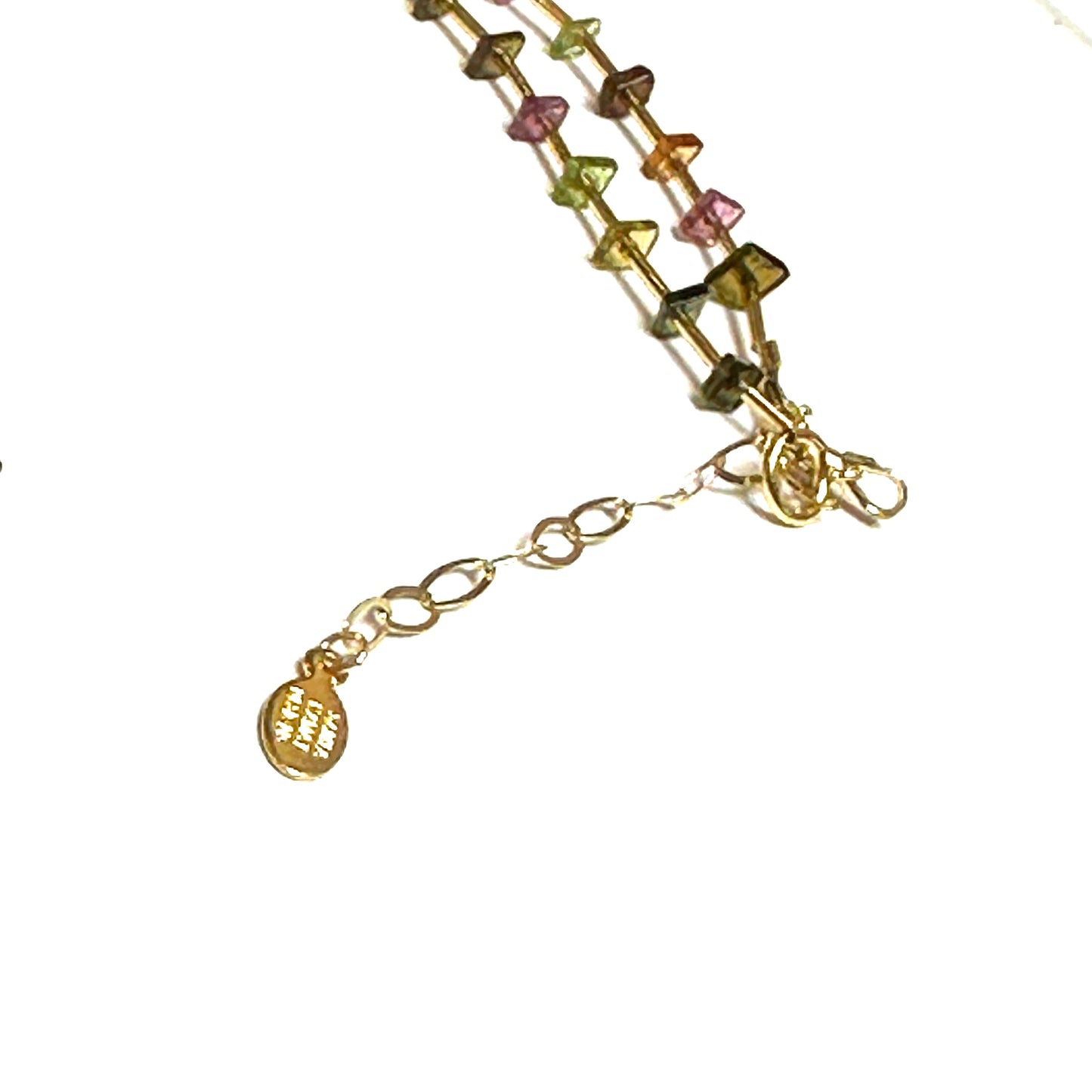 Multi Tourmaline and 14k gf Tube Beads Necklace, 14k gold-filled