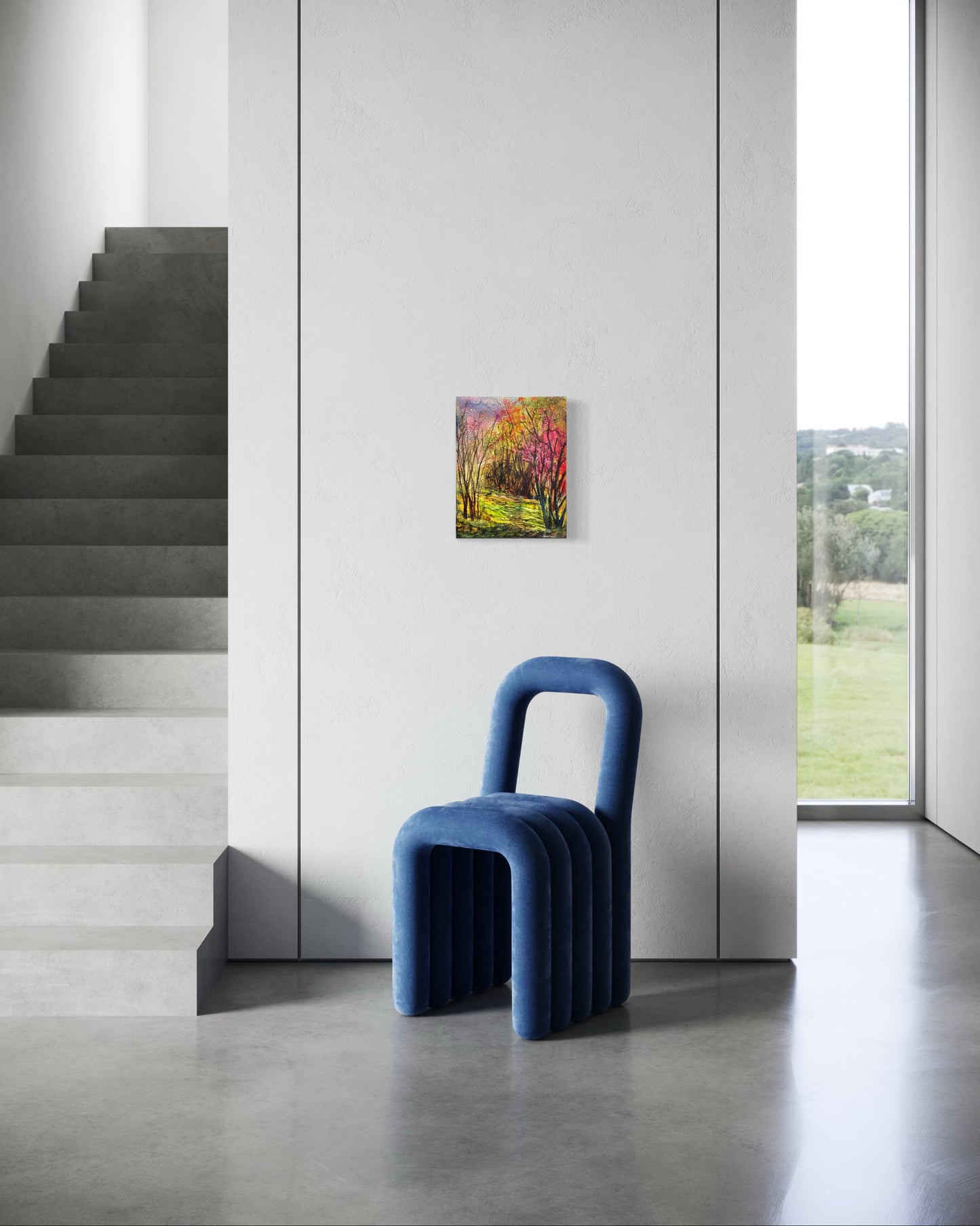 Pathway to the Sunlit Woods :  11" W x 14" H x 2" D Alcohol Ink Painting