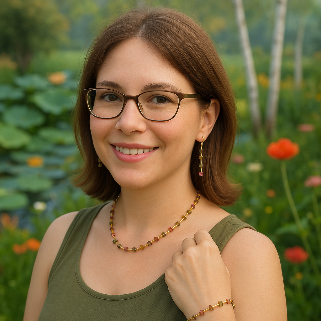 Multi Tourmaline and 14k gf Tube Beads Necklace, 14k gold-filled