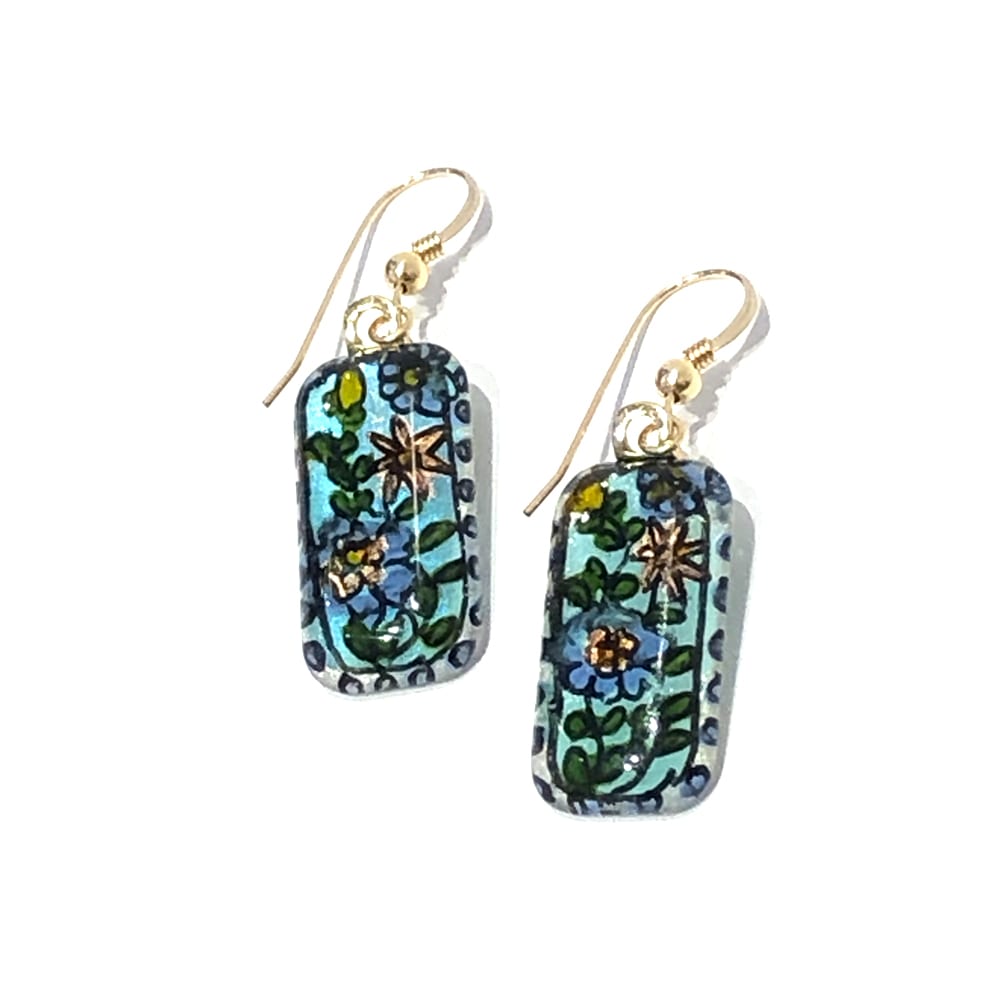 Floral Vines Hand Painted 14k Gold-filled Earrings
