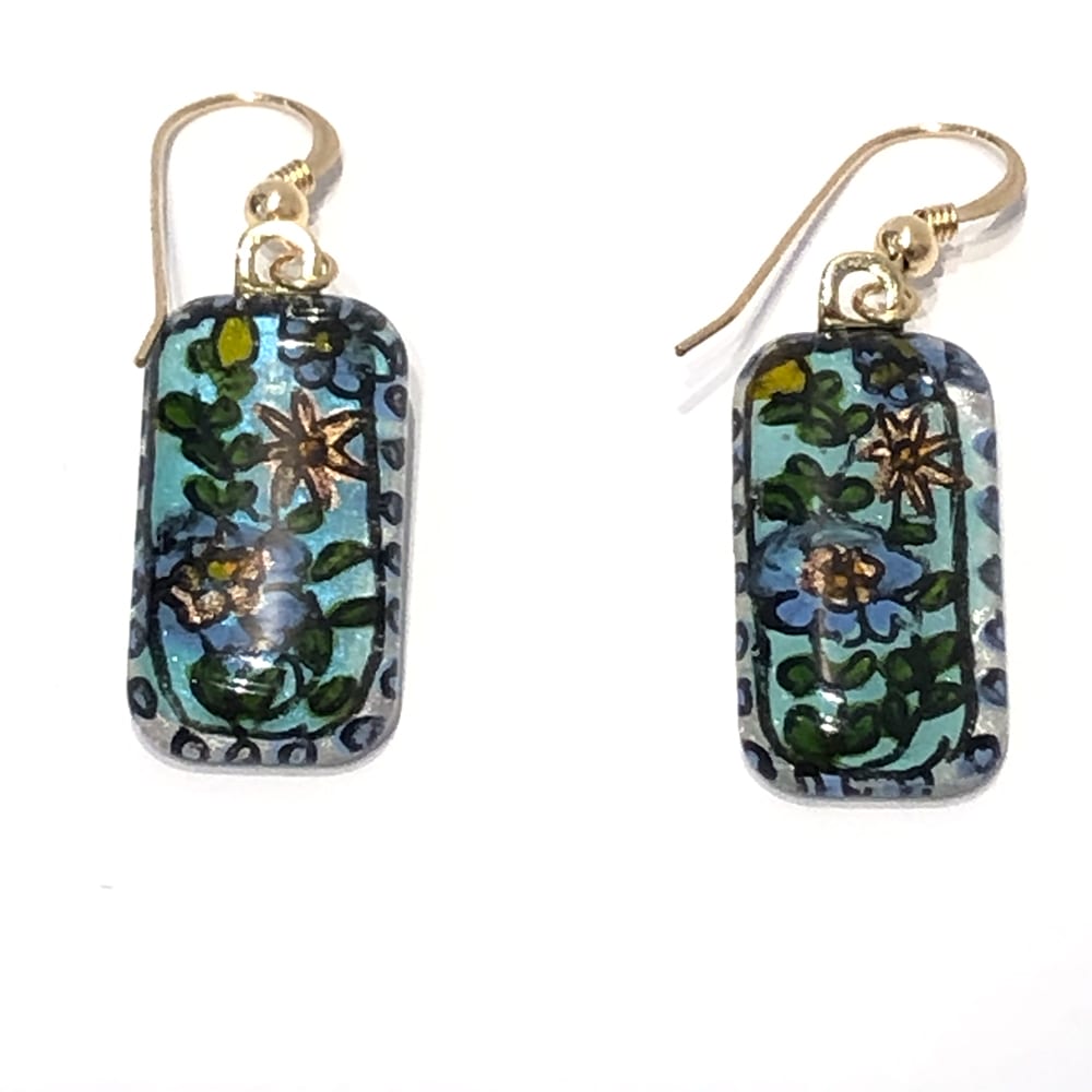 Floral Vines Hand Painted 14k Gold-filled Earrings