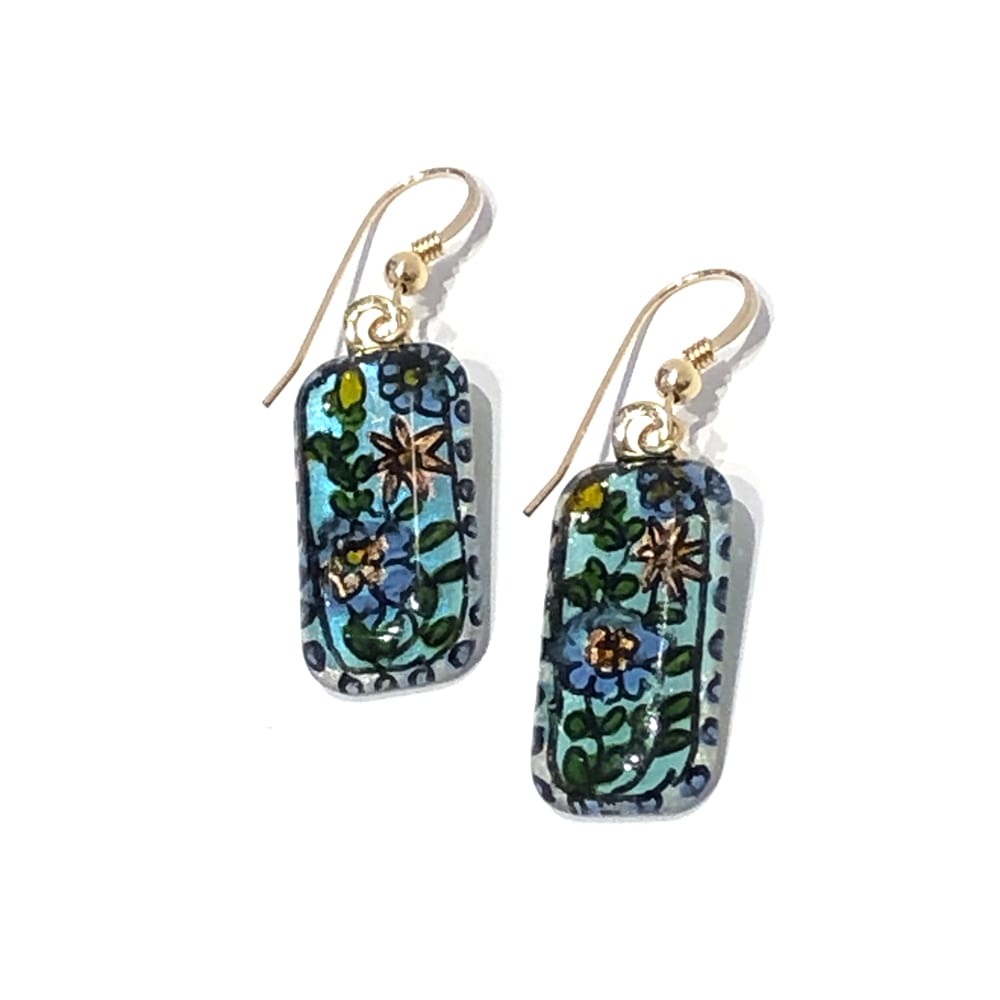 Floral Vines Hand Painted 14k Gold-filled Earrings
