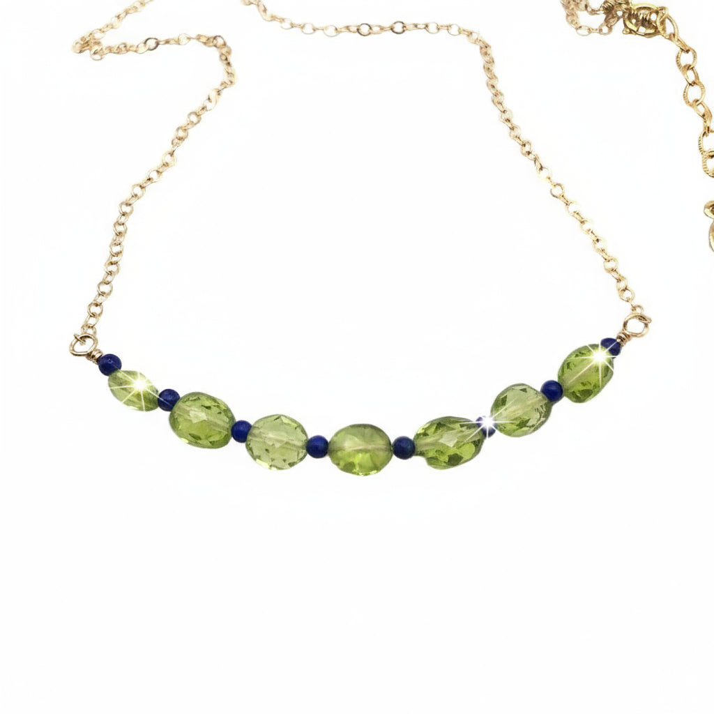 Peridot & Lapis Lazuli Bar Necklace