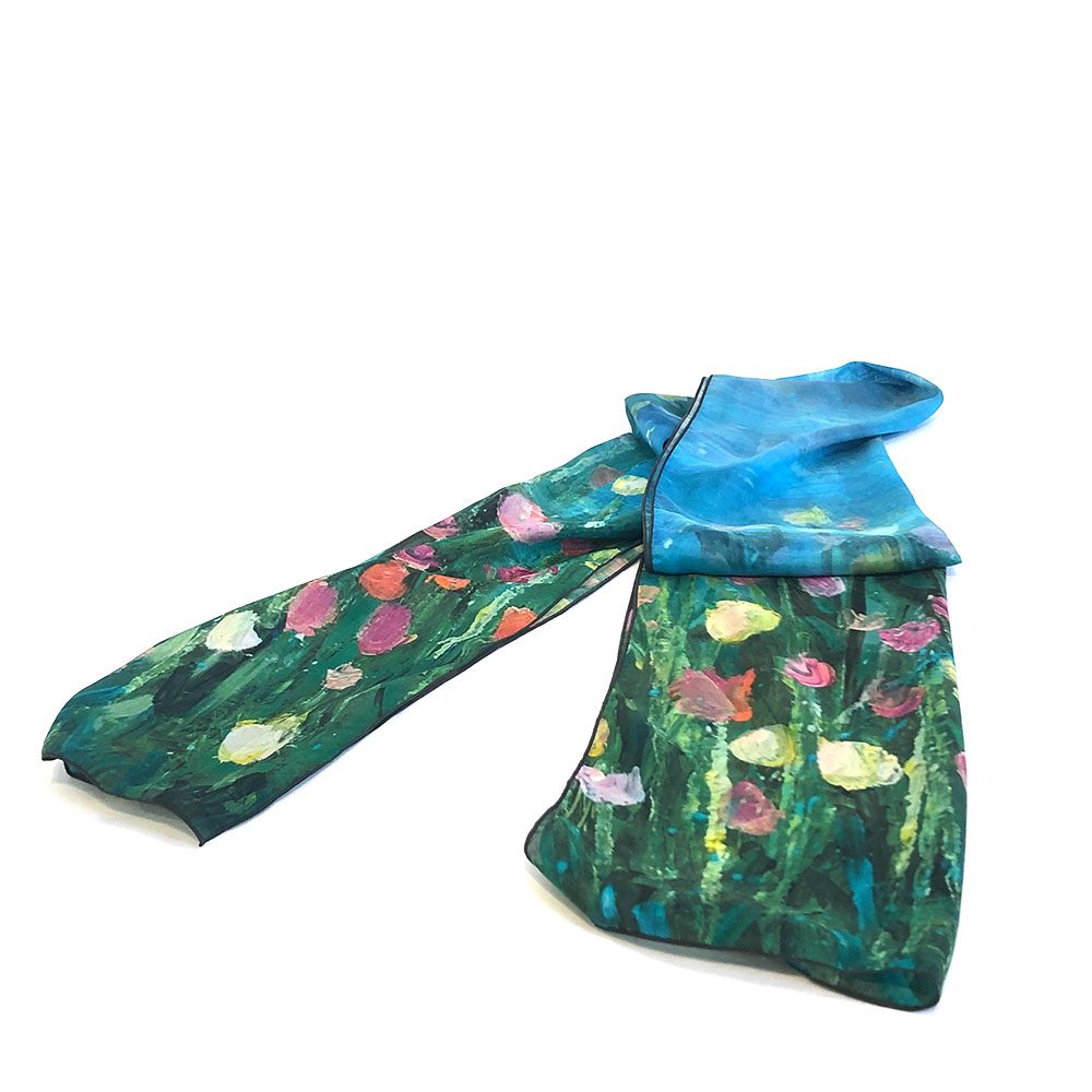 Tulip Field 1 Silk Scarf