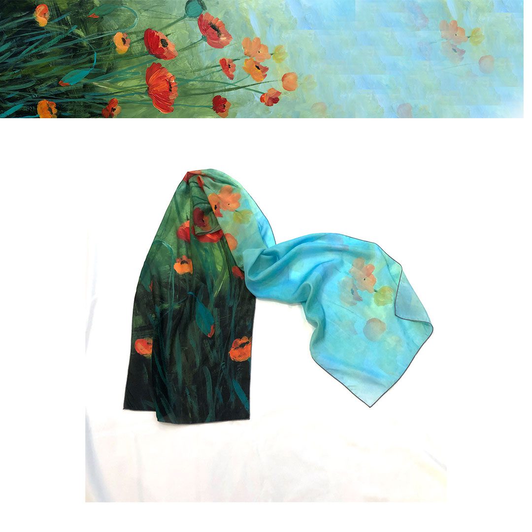 The Poppy Field 1 Silk Scarf