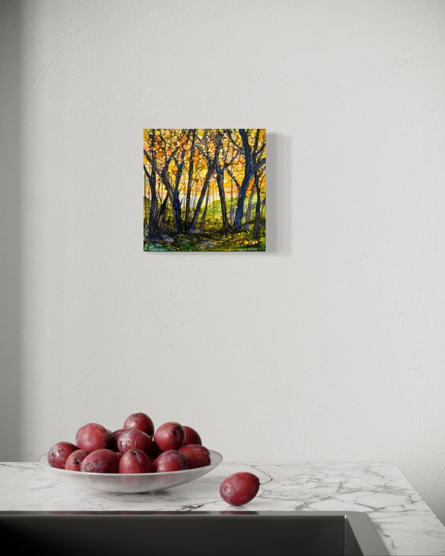 The Beauty of Trees #50 - Alcohol Ink Painting, 8x8x2"