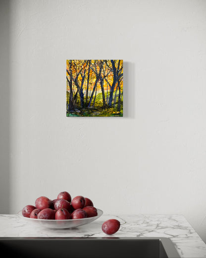 The Beauty of Trees #50 - Alcohol Ink Painting, 8x8x2"