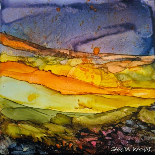 Beyond the Horizon - Alcohol Ink Painting