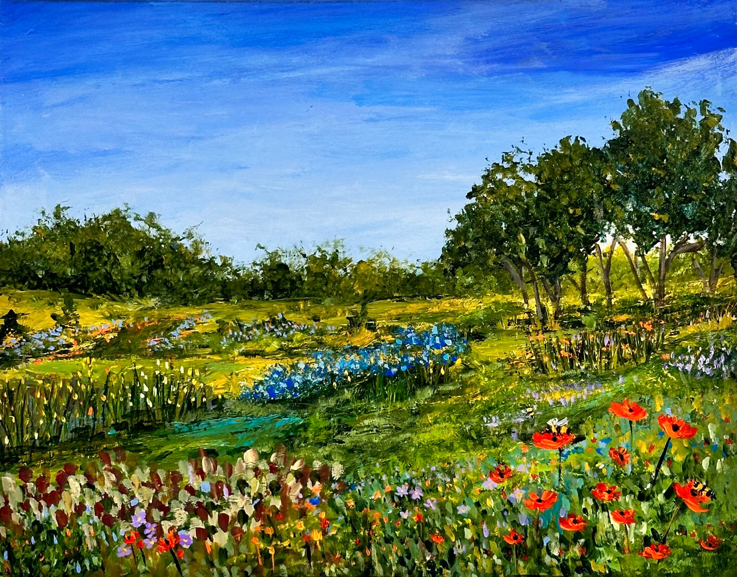 Magical Meadow # 5 :  14" W x 11" H x 2" D Acrylic Painting