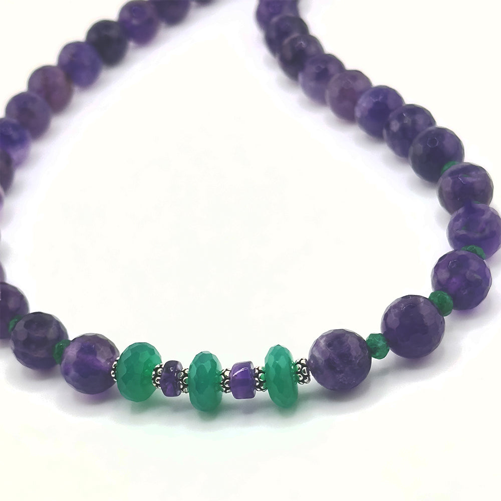 Amethyst and Green Onyx Necklace, 14k gold-filled