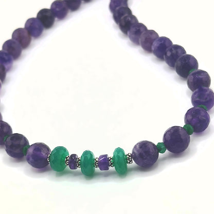 Amethyst and Green Onyx Necklace, 14k gold-filled