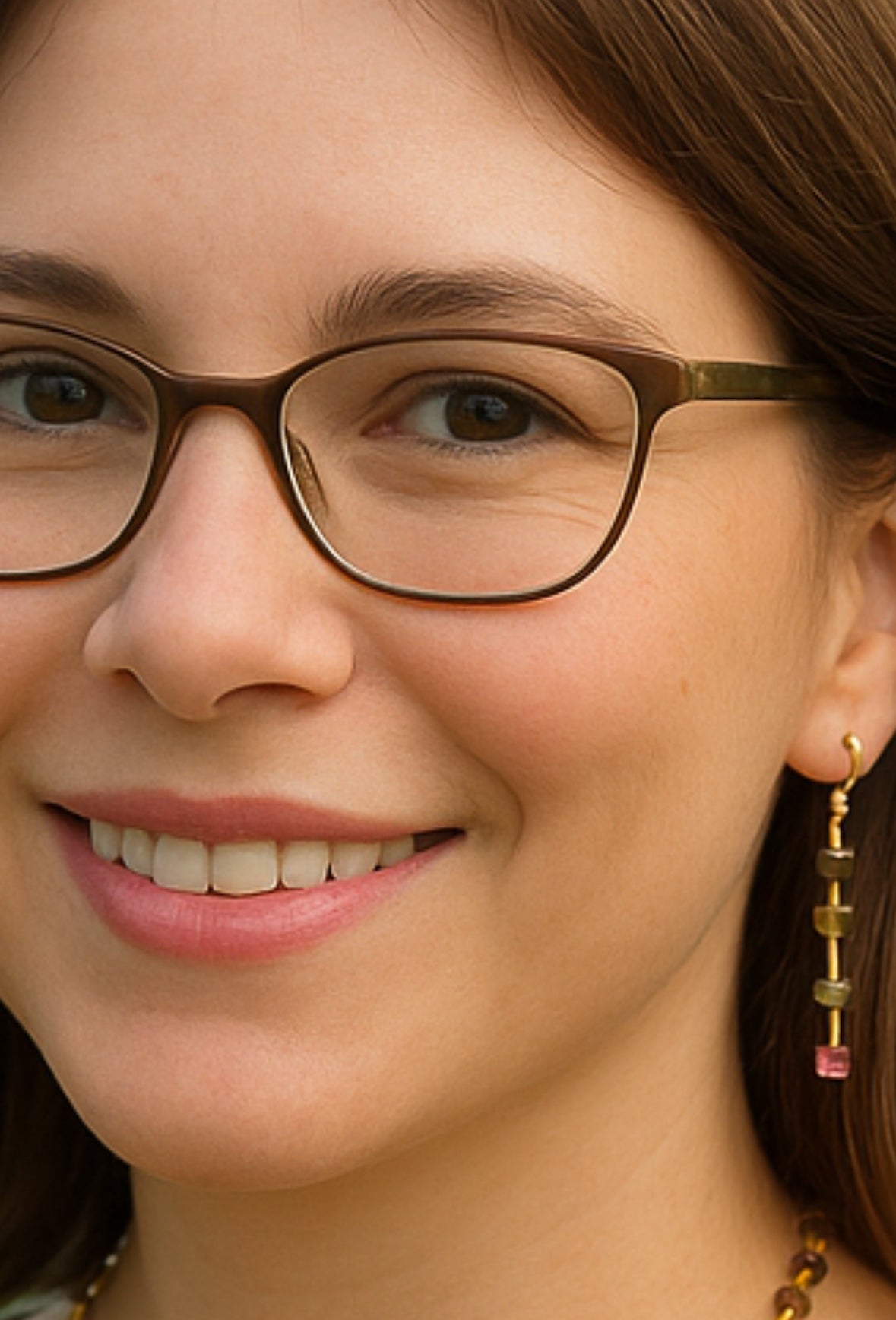 Multi Tourmaline Square Heishi and 14k gf Tube and Round Beads Earrings 14k gold-filled