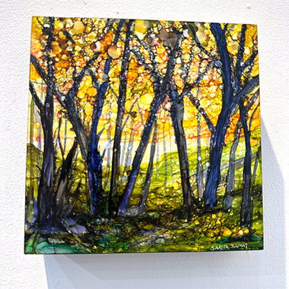 The Beauty of Trees #50 - Alcohol Ink Painting, 8x8x2"