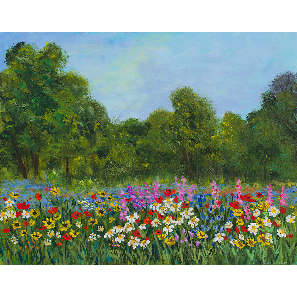 The Floral Paradise #3 - Acrylic Painting 11x14x2"