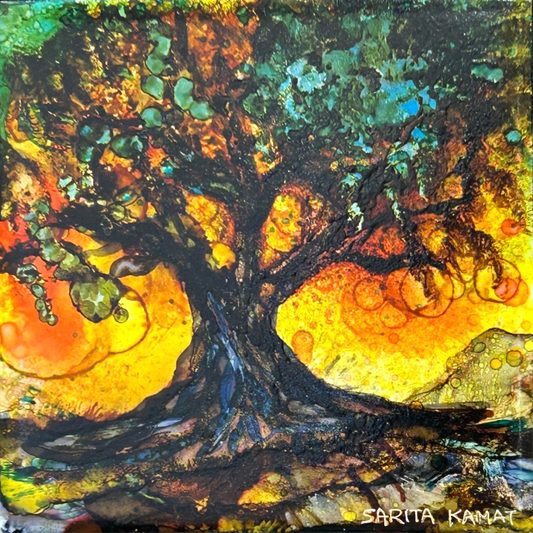 Rooted in Light - Alcohol Ink Painting