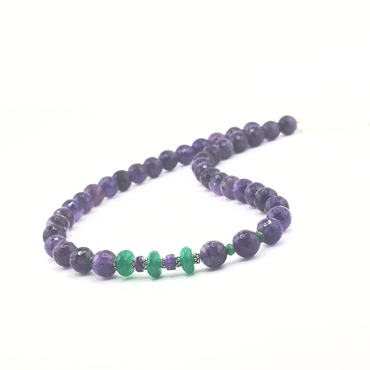 Amethyst and green onyx gemstone necklace by Sarita Kamat