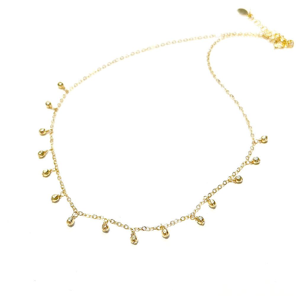 14k gold-filled square bead charm necklace by Sarita Kamat