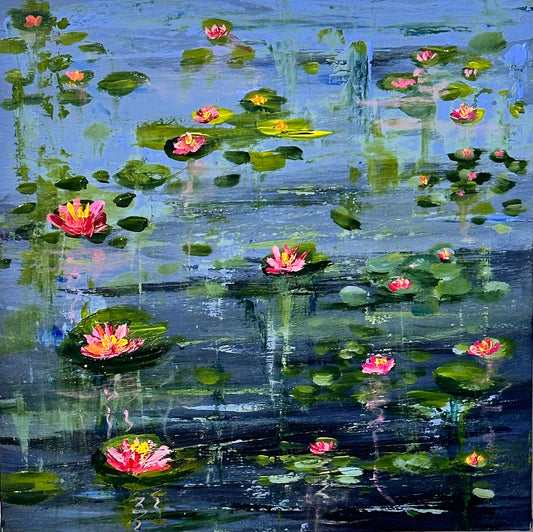 Waterlily Pond 9 original painting by Sarita Kamat