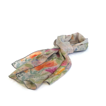 Floral Watercolor Silk Scarf