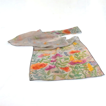 Floral Watercolor Silk Scarf