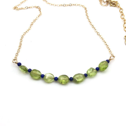 Peridot & Lapis Lazuli Bar Necklace