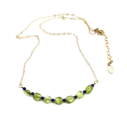 Peridot & Lapis Lazuli Bar Necklace