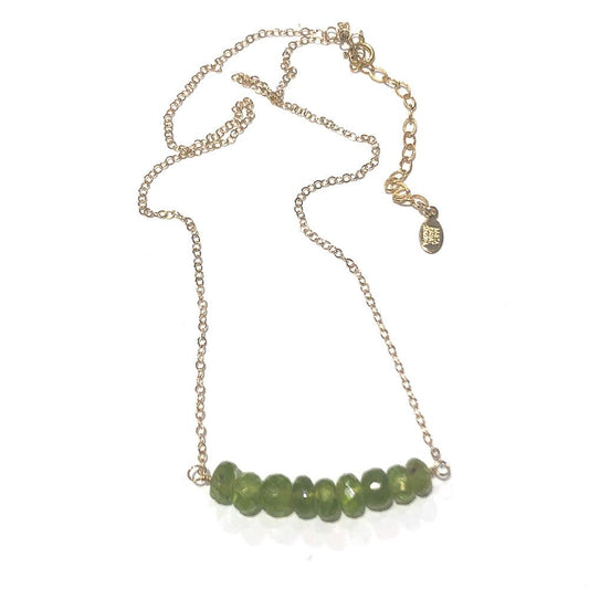 Peridot Rondelle Bar Necklace