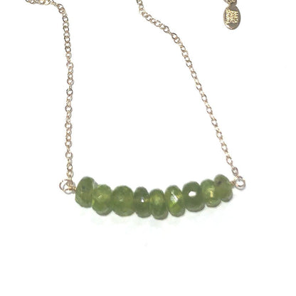 Peridot Rondelle Bar Necklace