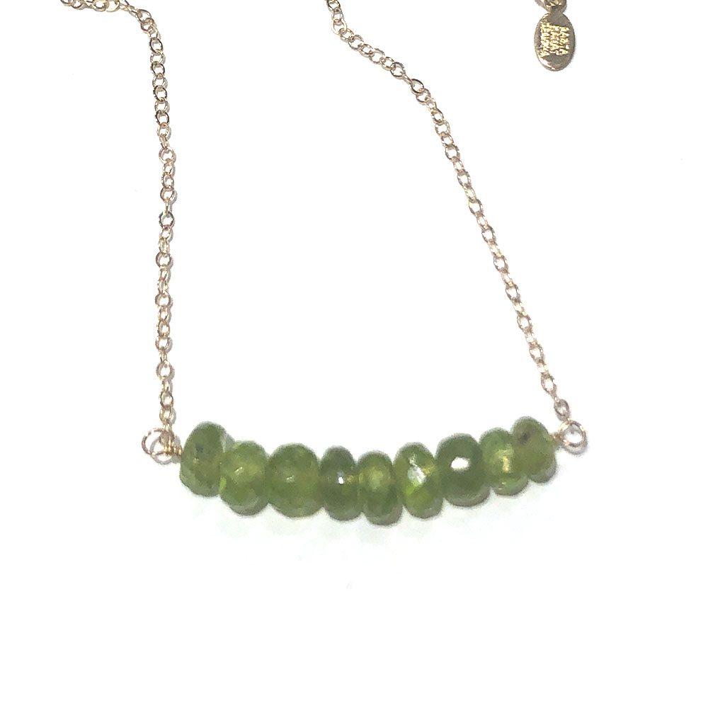 Peridot Rondelle Bar Necklace