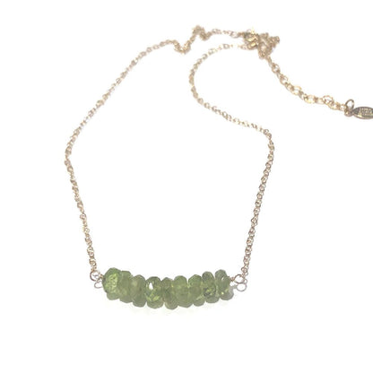 Peridot Rondelle Bar Necklace