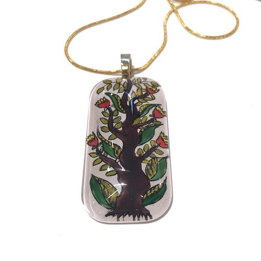 Folk Style Tree of Life Hand-painted Necklace