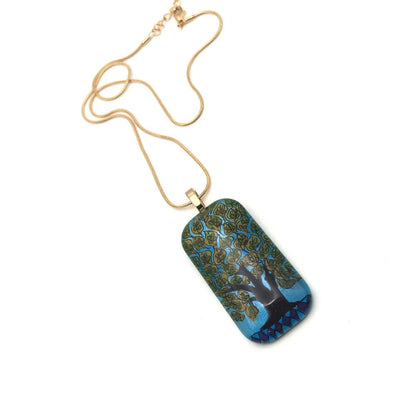 Tree of Life Hand-painted Glass Pendant Necklace