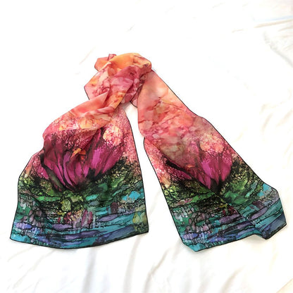 Waterlily Pink Silk Scarf