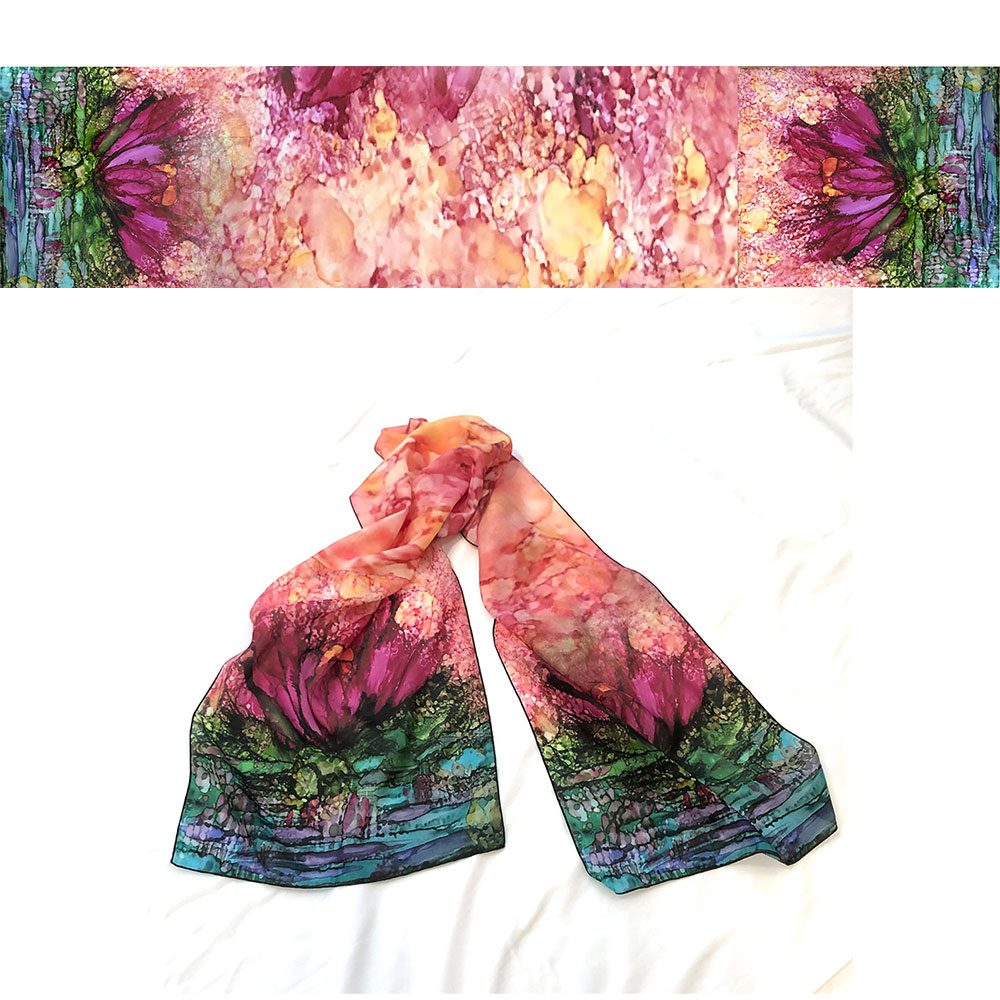 Waterlily Pink Silk Scarf