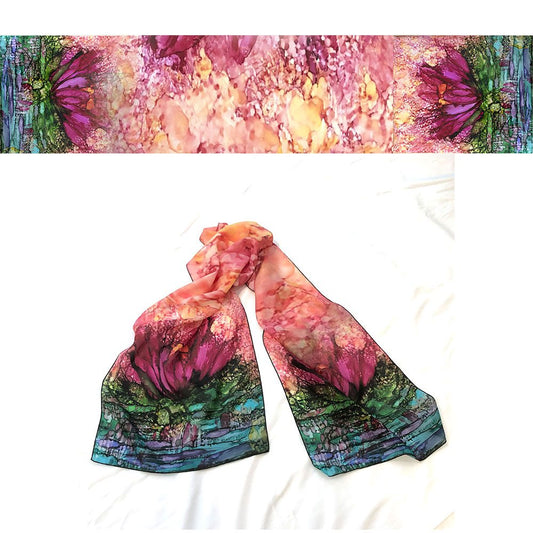 Waterlily Pink Silk Scarf